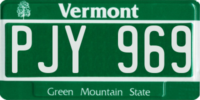 VT license plate PJY969