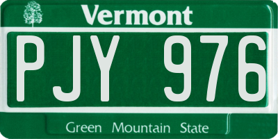 VT license plate PJY976