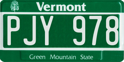 VT license plate PJY978