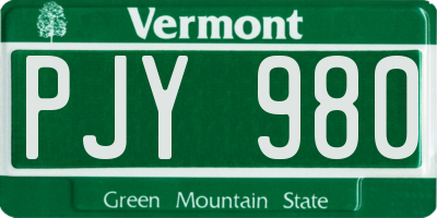 VT license plate PJY980