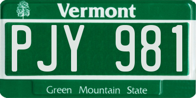 VT license plate PJY981