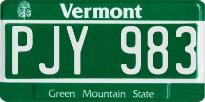 VT license plate PJY983