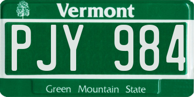 VT license plate PJY984