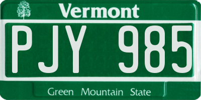 VT license plate PJY985