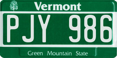 VT license plate PJY986