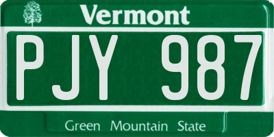 VT license plate PJY987