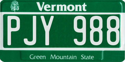 VT license plate PJY988