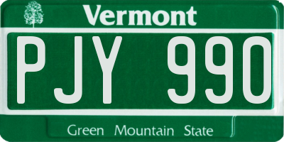 VT license plate PJY990