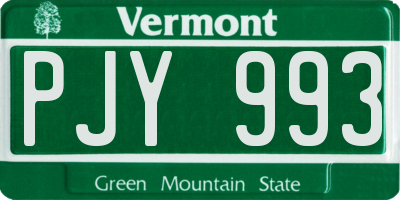 VT license plate PJY993