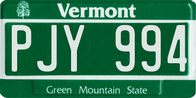VT license plate PJY994