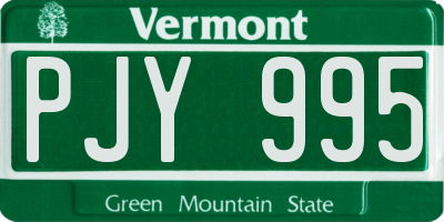 VT license plate PJY995