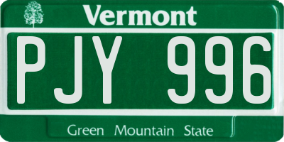 VT license plate PJY996