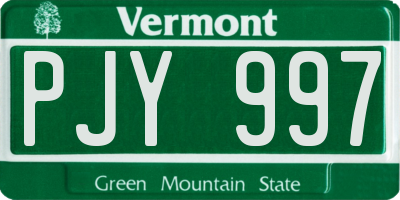 VT license plate PJY997