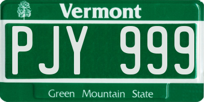VT license plate PJY999