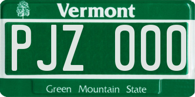 VT license plate PJZ000