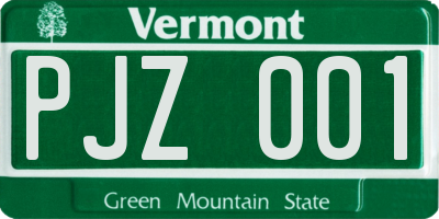 VT license plate PJZ001