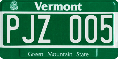 VT license plate PJZ005