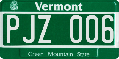 VT license plate PJZ006