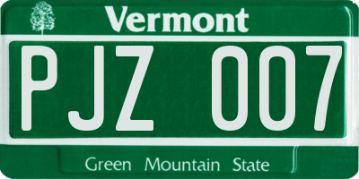 VT license plate PJZ007