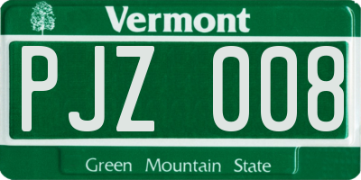 VT license plate PJZ008