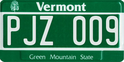 VT license plate PJZ009