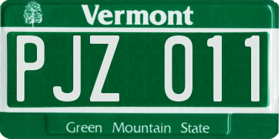 VT license plate PJZ011