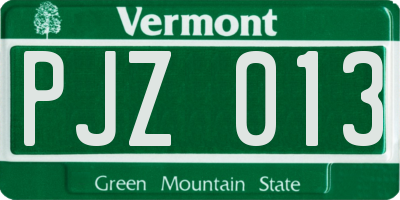 VT license plate PJZ013