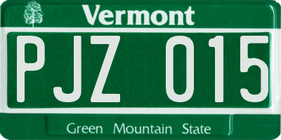 VT license plate PJZ015