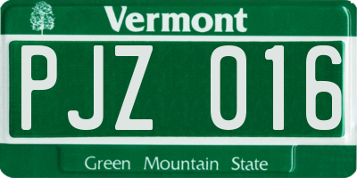 VT license plate PJZ016
