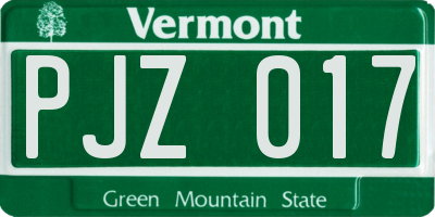 VT license plate PJZ017