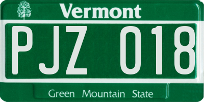 VT license plate PJZ018