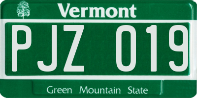 VT license plate PJZ019