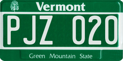 VT license plate PJZ020