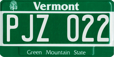 VT license plate PJZ022
