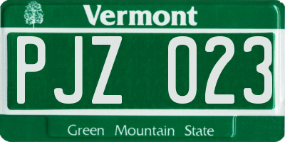 VT license plate PJZ023