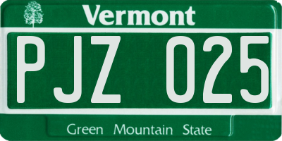 VT license plate PJZ025