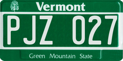 VT license plate PJZ027