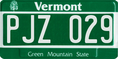 VT license plate PJZ029