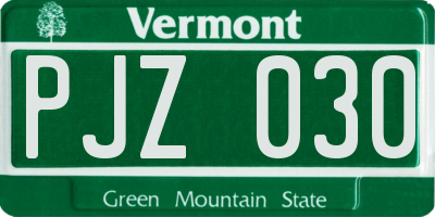 VT license plate PJZ030