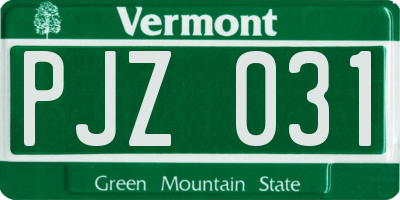 VT license plate PJZ031
