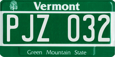 VT license plate PJZ032