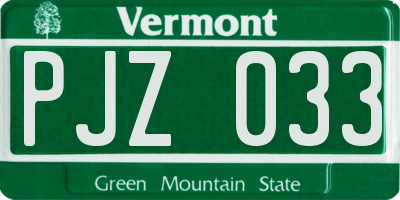 VT license plate PJZ033