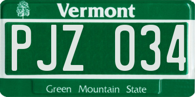 VT license plate PJZ034
