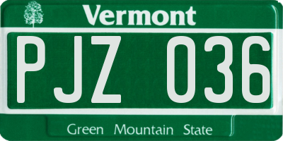 VT license plate PJZ036