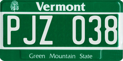 VT license plate PJZ038