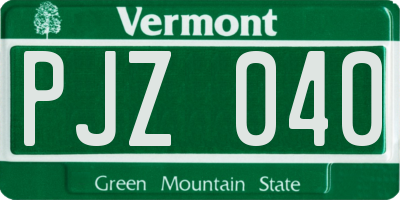 VT license plate PJZ040