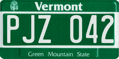 VT license plate PJZ042