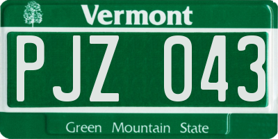 VT license plate PJZ043