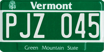 VT license plate PJZ045