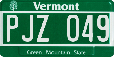 VT license plate PJZ049